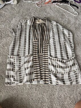 Ace & Jig Striped Neutral Cape Jacket in Cream, Black, Tan